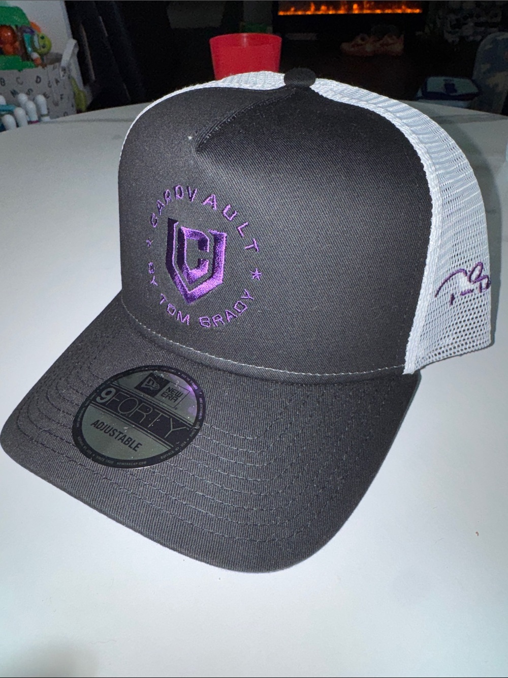 Cardvault by Tom Brady Black & White Trucker Hat with Purple Logo